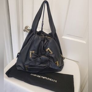 Emporio Armani Black Leather Shoulder Bag, Stylish, Unique